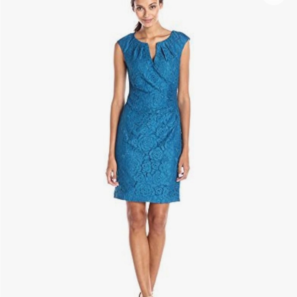Adrianna Papell 2P blue lace side sheath dress NWT